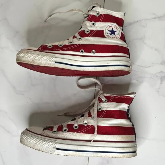 Vintage Converse Chuck Taylor All Star American Flag High Tops Sneakers M 3 W 5 - Picture 4 of 10